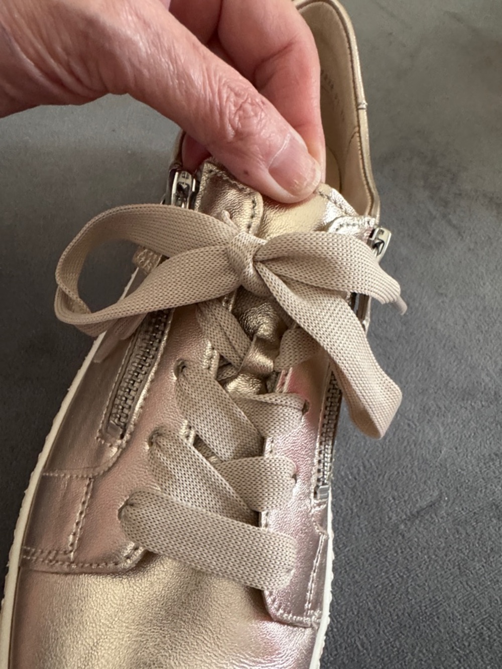 Gabor Women's Metallic Gold Lace-Up Sneakers - Picture 6 of 7